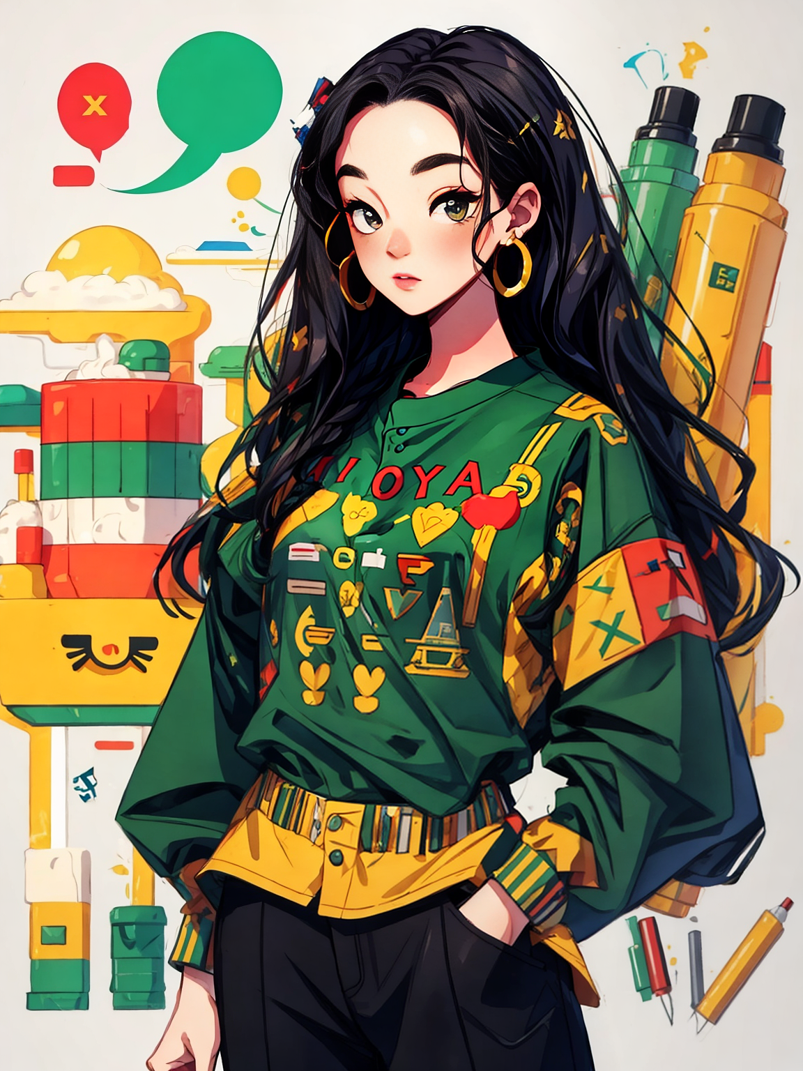 元气女孩，女孩与猫（图ZMzUxMzM1NDU2） - 绘画 - 站酷设计师智东居士原创素材 - 站酷ZCOOL