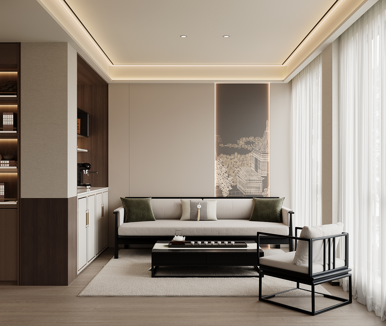 新中式风格别墅案例（图ZMzY2NTU0OTE2） - 家装设计 - 站酷设计师白龙马效果图杨芸原创素材 - 站酷ZCOOL