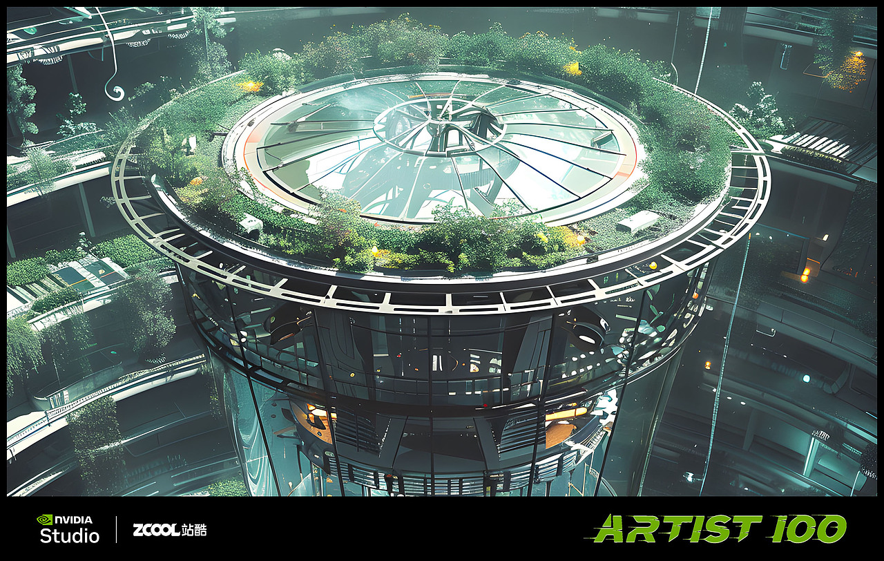未來(lái)空中交通中轉(zhuǎn)站&雨水收集塔（圖ZMzY4MTQ5MTky） - AI作品 - 站酷設(shè)計(jì)師Mars2024原創(chuàng)素材 - 站酷ZCOOL
