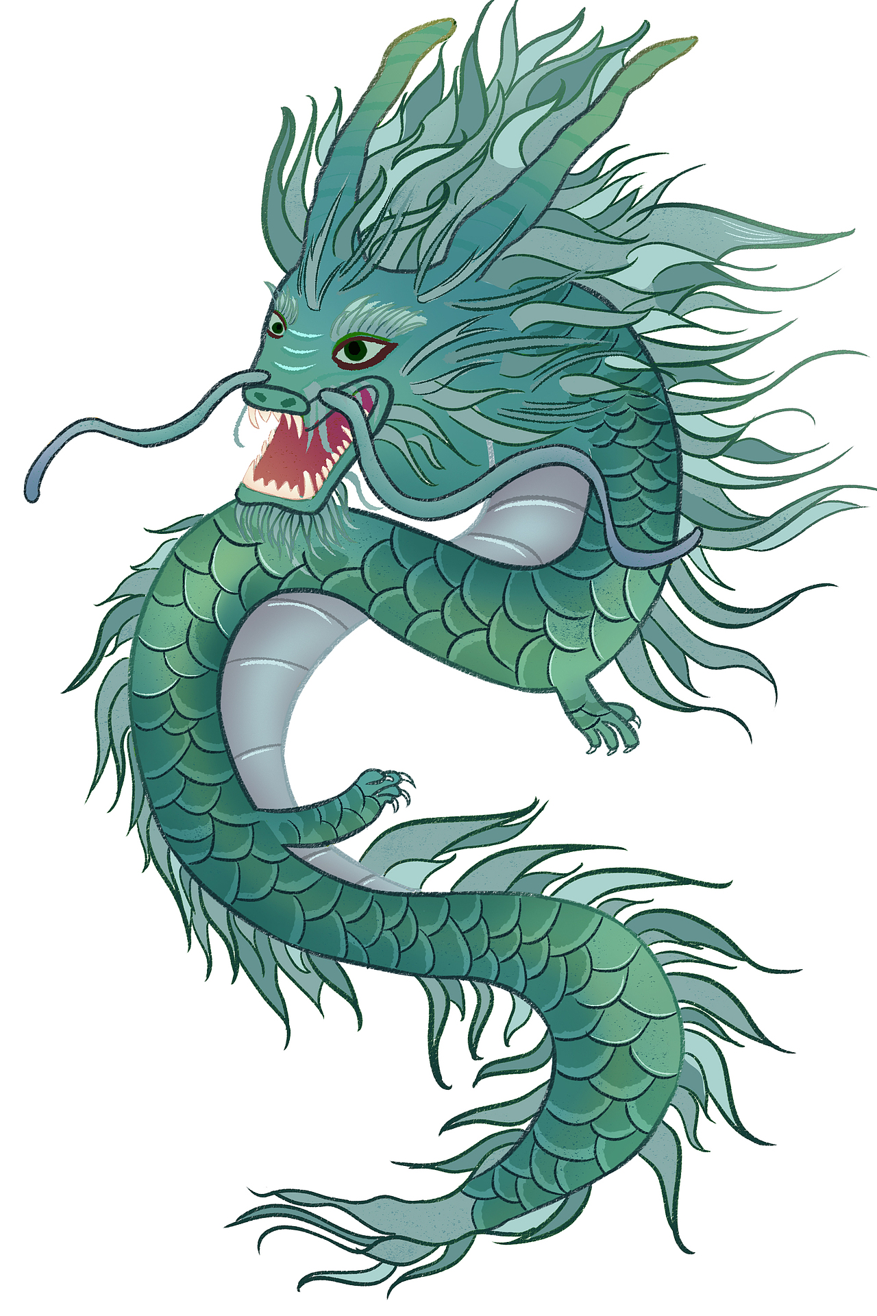 龙插画 龙年插画 新国风插画 龙