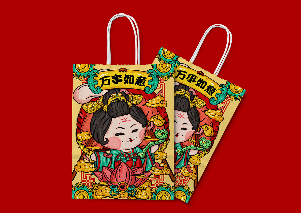 国潮插画设计|古风如意兔