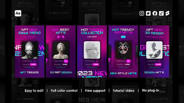 AE模板|竖屏创意抽象渐变背景元素动效动画艺术品时尚