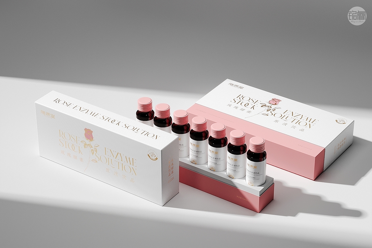 健康食品保健品包装设计玫瑰酵素饮品©刘益铭原创作品（图ZMzUxNTkwNTIw） - 包装 - 站酷设计师刘益铭原创素材 - 站酷ZCOOL