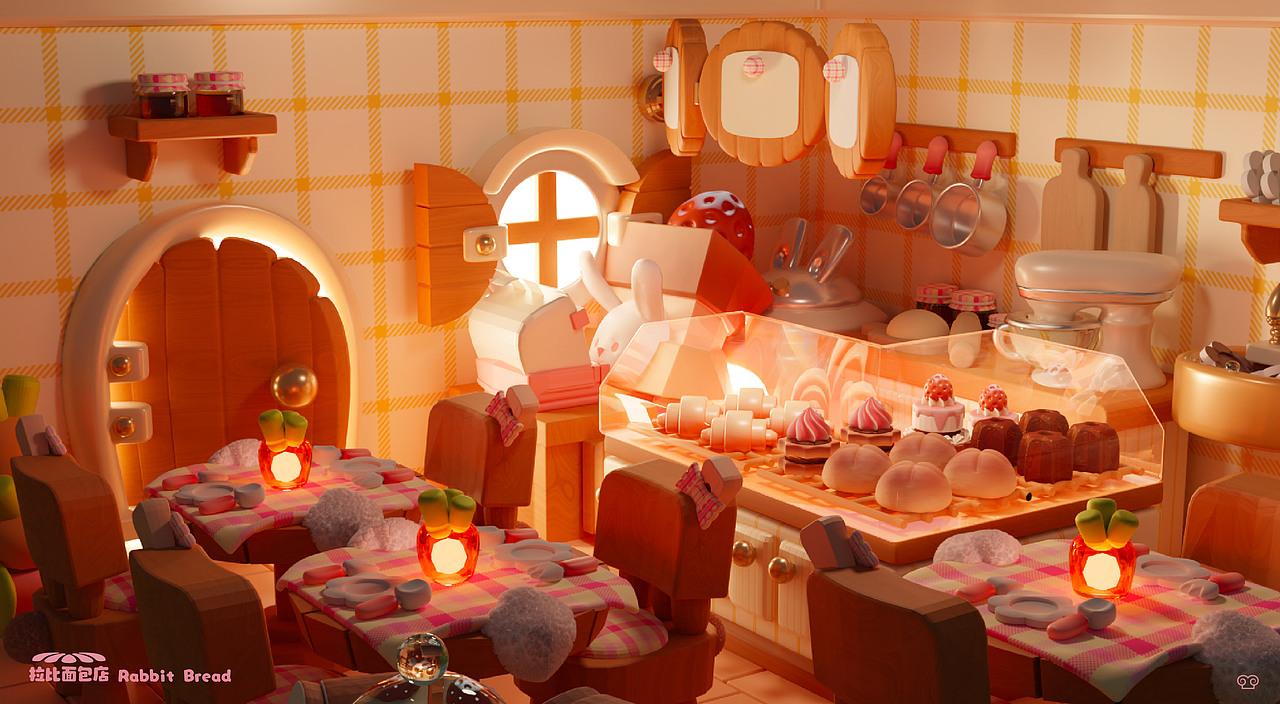 以烘焙店和兔子为畅想的兔子面包店