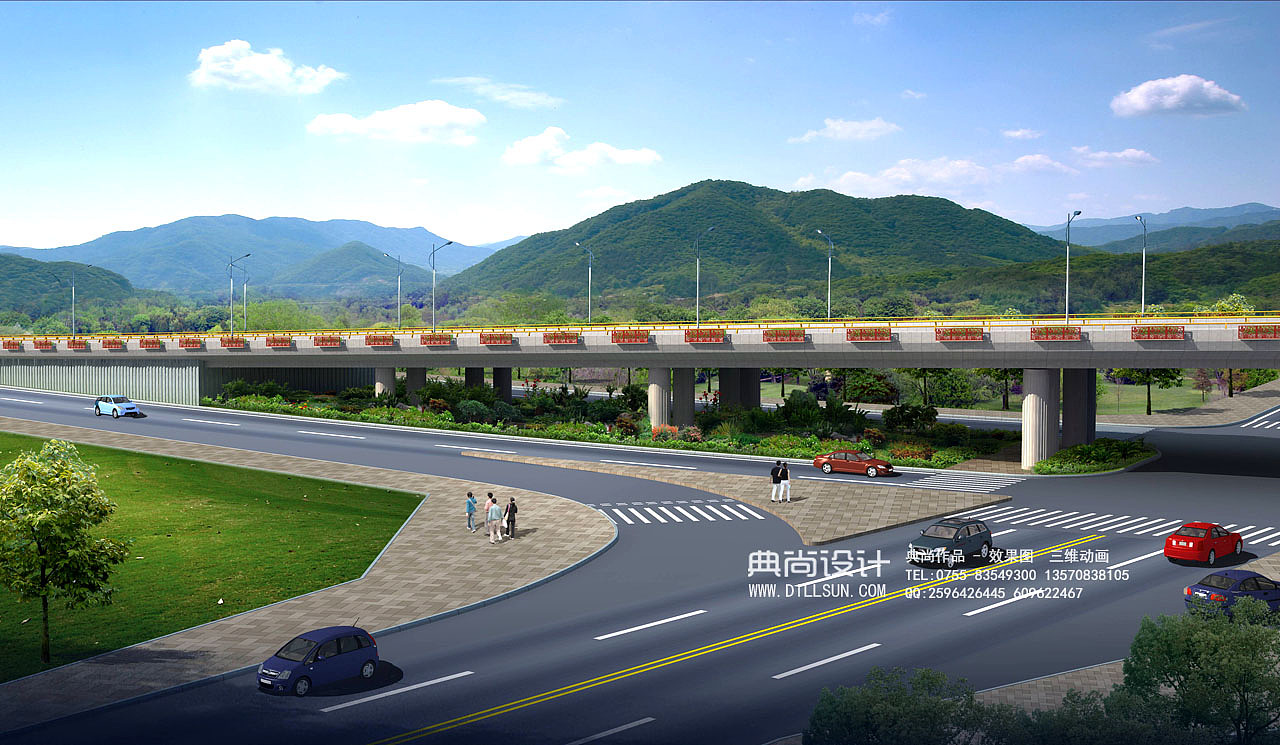 跨线桥效果图作品高架桥