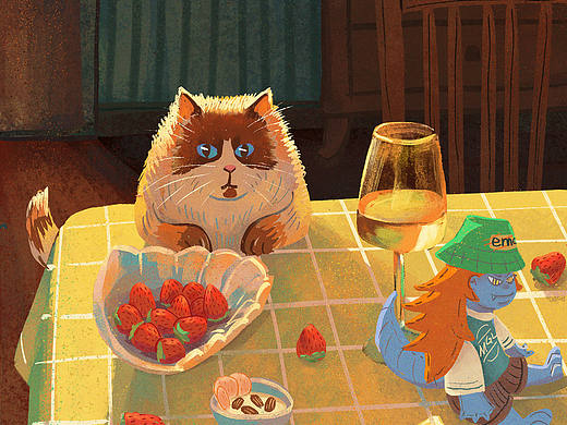 《餐桌上的猫猫儿》