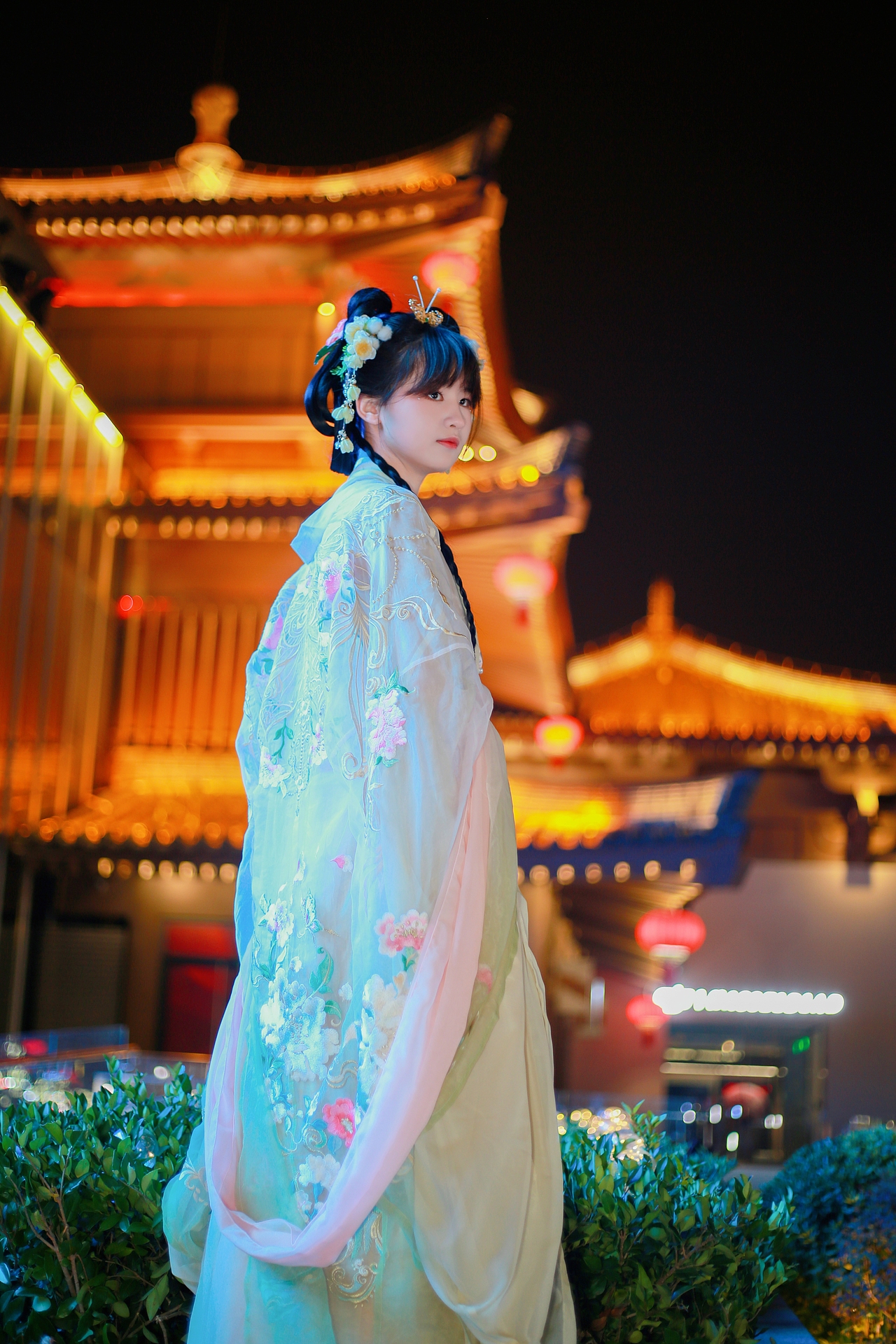 大唐不夜城汉服夜景拍摄