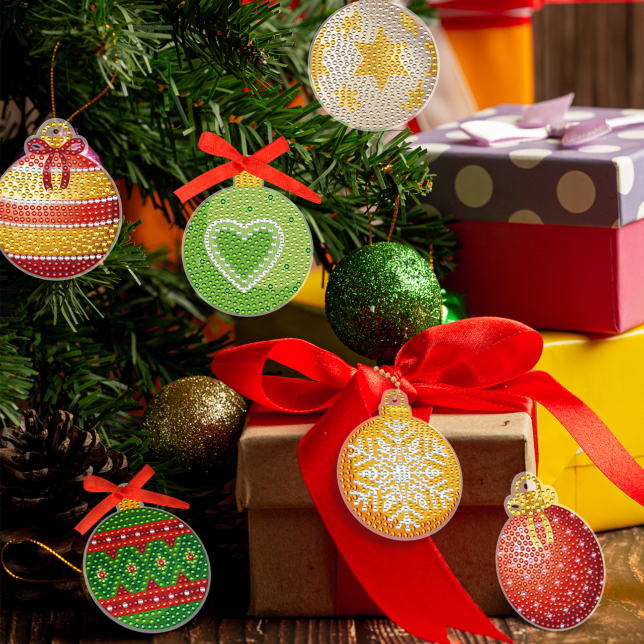 亚马逊主图设计-圣诞多款产品合集-钻石礼品袋毛巾贺卡