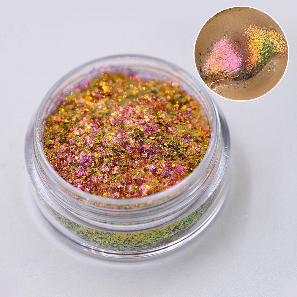 眼影美甲彩妆原料粉末拍摄(变色龙薄片)