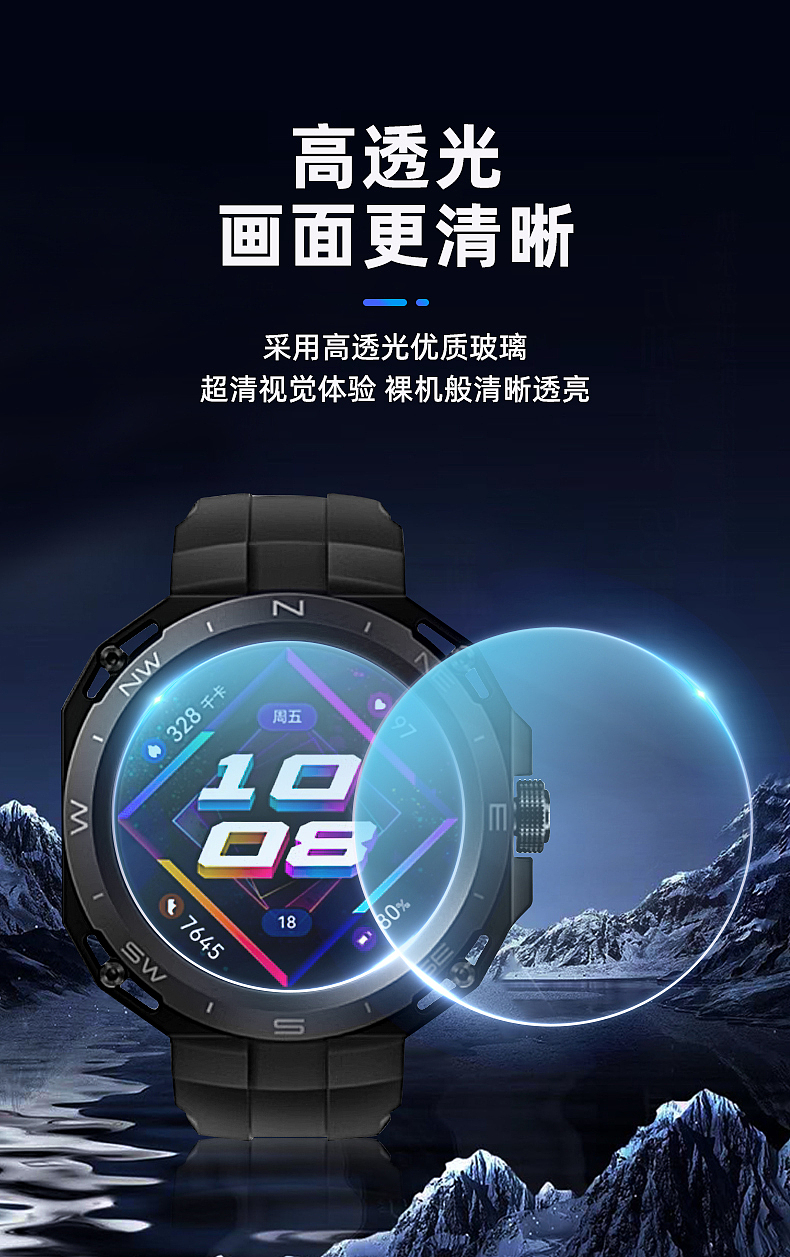 GT Cyber智能手表钢化膜 蓝光膜 紫光膜钢化膜详情主图