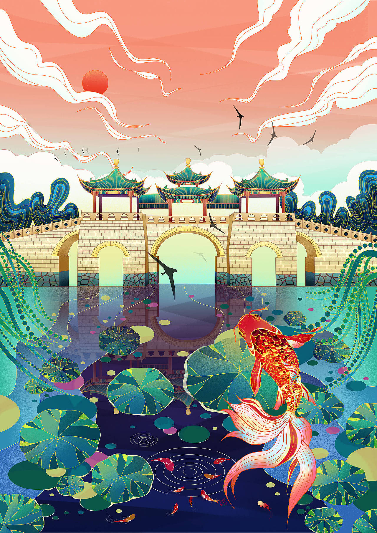 氛围感国风场景（图ZMzIxMTIzNDEy） - 新锐潮流插画 - 站酷设计师桃子小汤圆原创素材 - 站酷ZCOOL