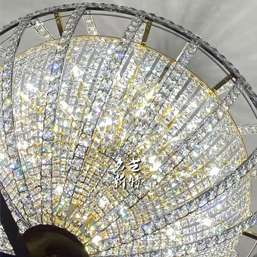 酒店大堂高档水晶吊灯定制安装