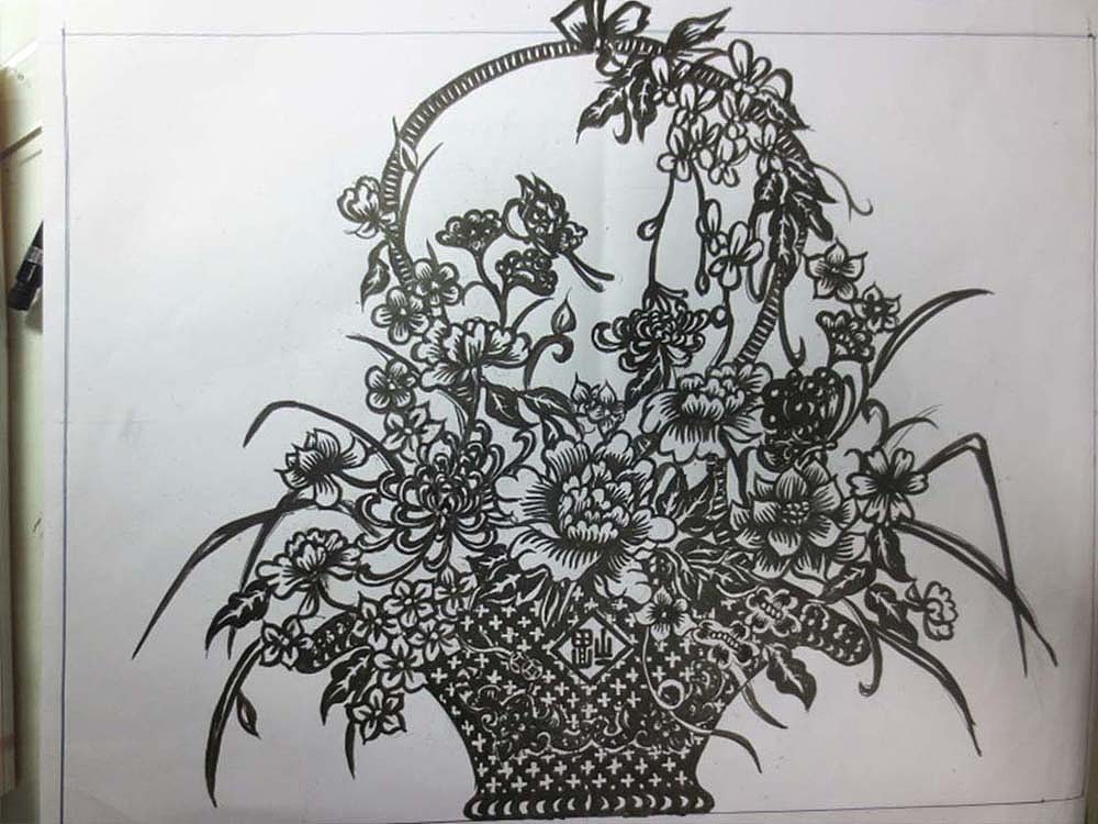 百花迎福 中国剪纸 纸雕 纸艺 手工 手艺 非遗