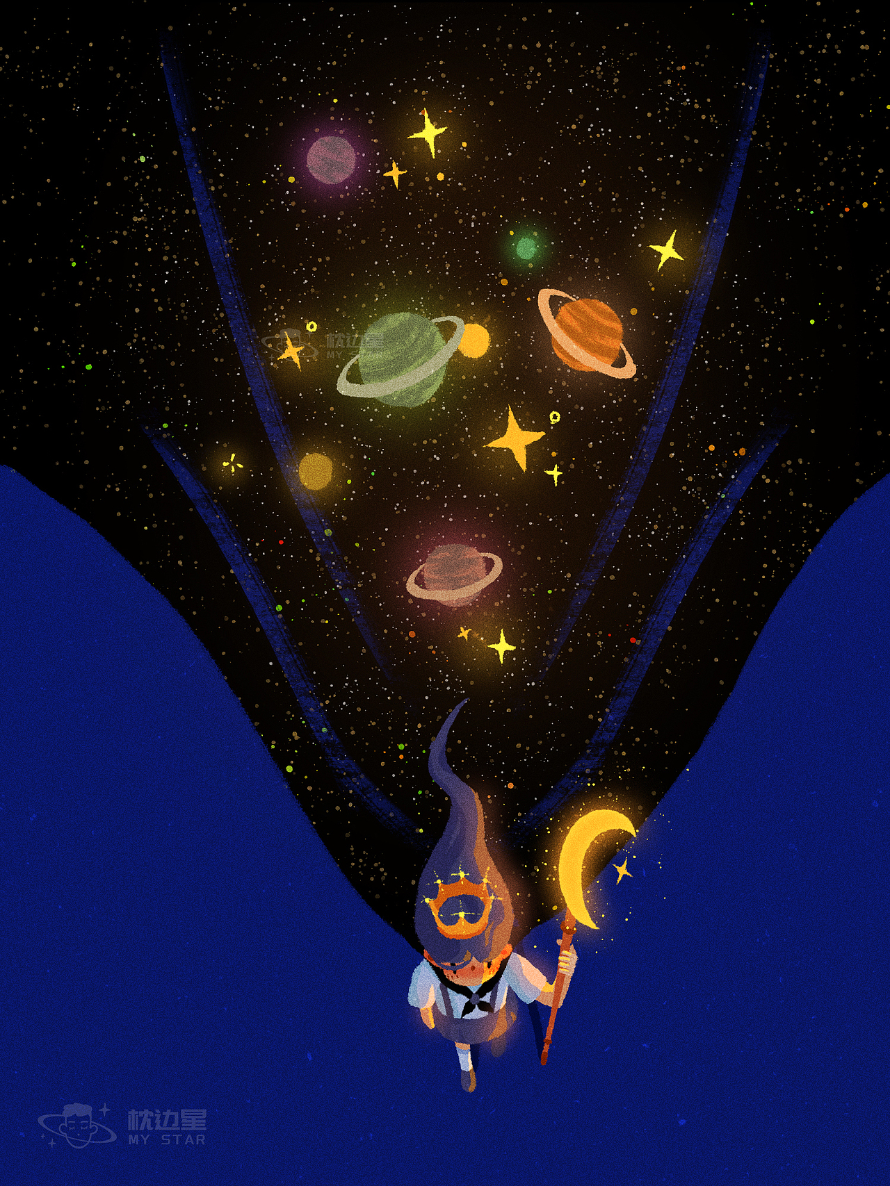 《身披银河长袍》
<br>少女身披银河长袍,<br>赴一场寂寥的仪式,<br>星辰在宇宙大殿里闪烁,<br>吟唱着永恒的歌谣。