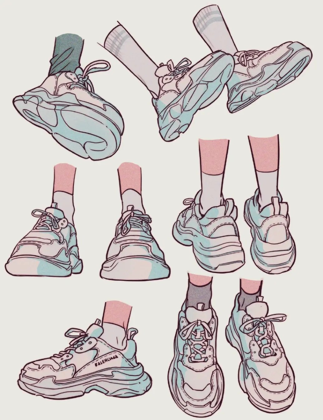 运动鞋画法漫画图片