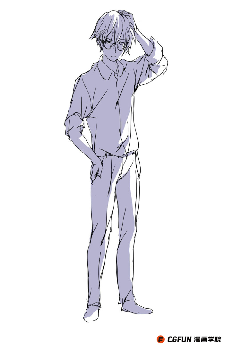 教你如何画好漫画教程05-画戴眼镜的男子时,应该考