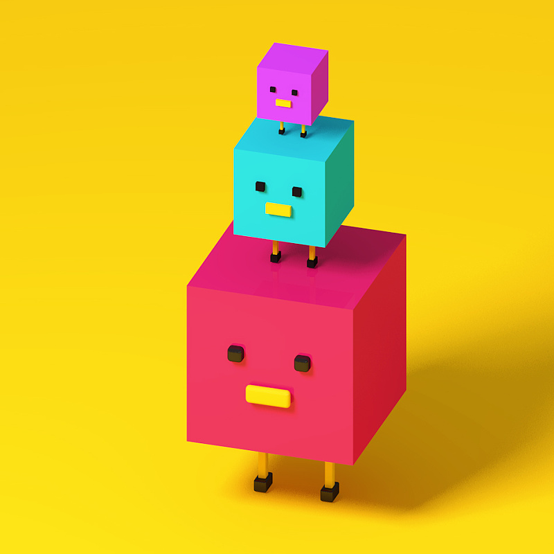 87聊c4d001立方体小角色