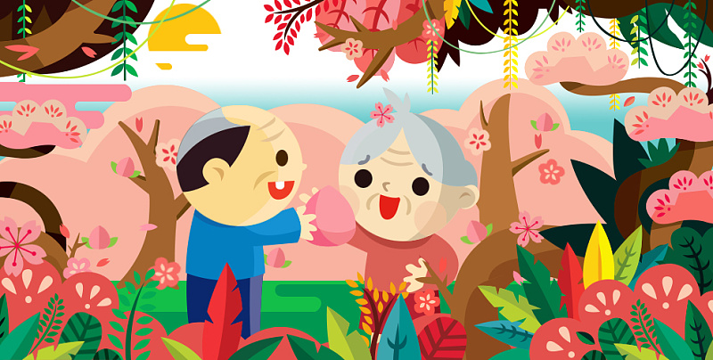 (作品-《桃太郎》漫画书插画配图)