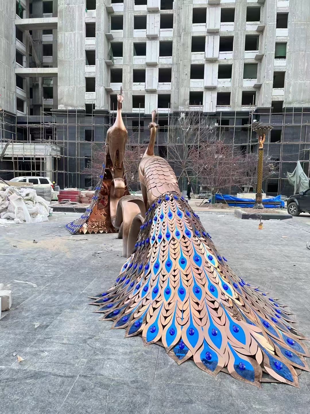 创意城市景观户外广场不锈钢大型异形雕塑孔雀