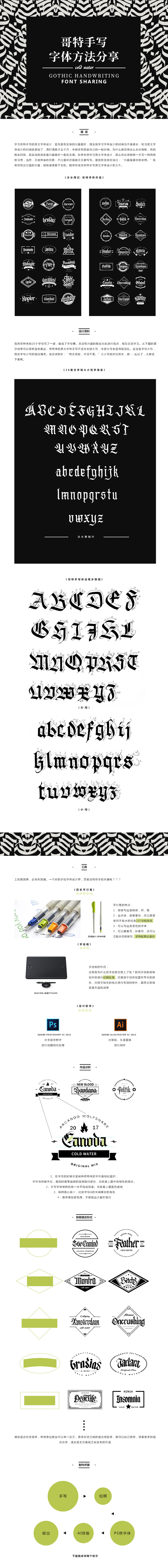 哥特手写字体方法分享_冷水萧-站酷zcool
