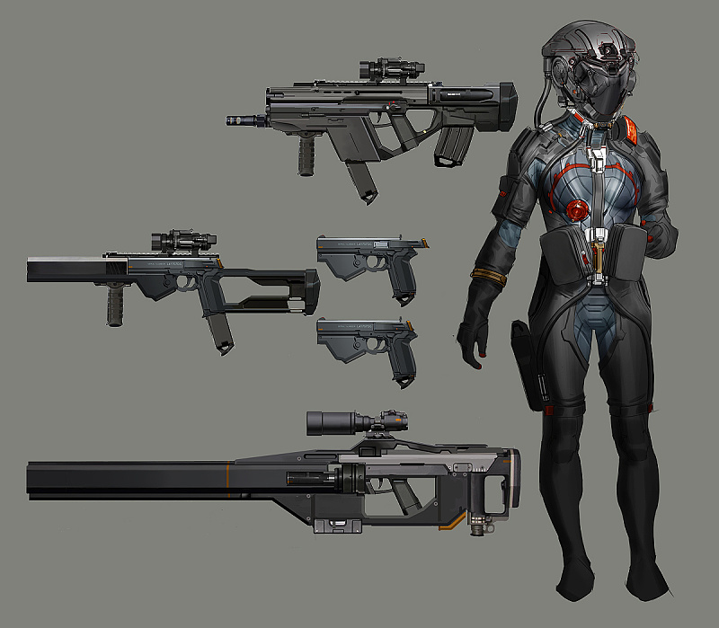 《【每日视觉分享no.8】科幻人形装甲原画设定图集》