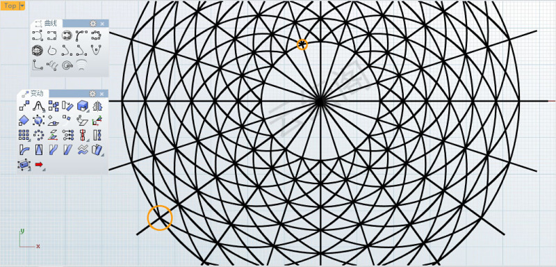 8,使用建立均分线(tweencurves)指令,创建等分圆,等分圆的数量参考