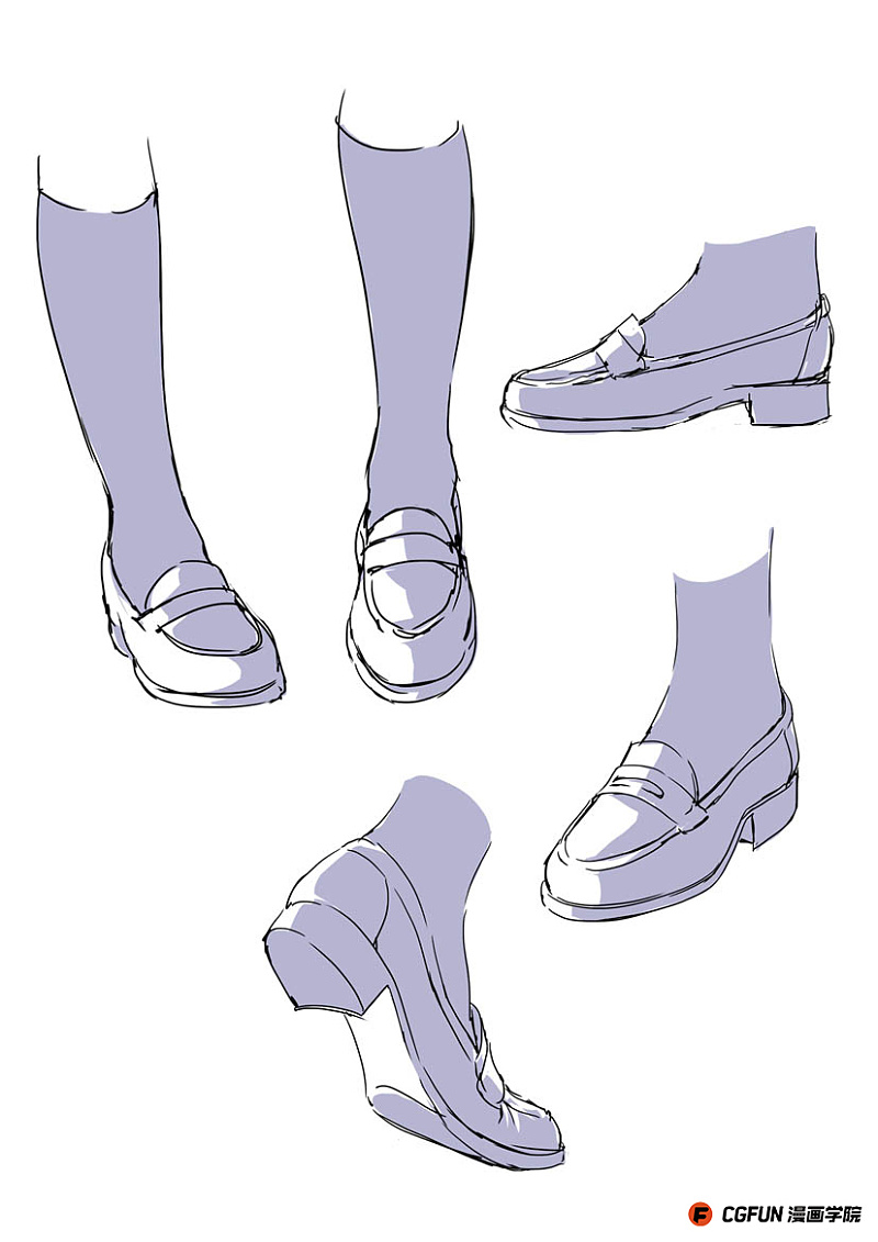 jk皮鞋画法图片