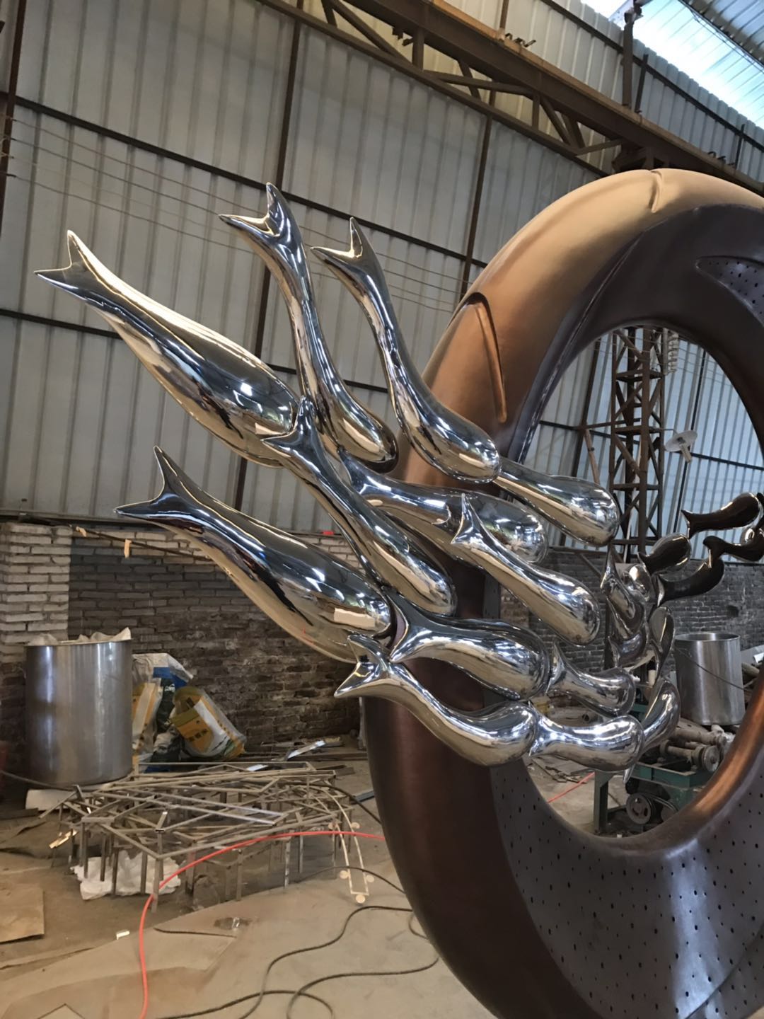 抽象不锈钢鱼群雕塑鱼金属雕塑仿真鱼雕塑