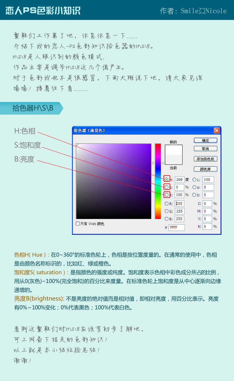 ps色彩小知识对ps拾色器hs理解理论小知识