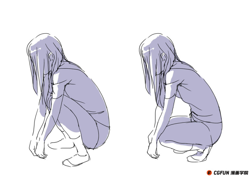 教你如何画好漫画教程06-蹲下时姿势的考虑-cgfun漫画学院收集翻译