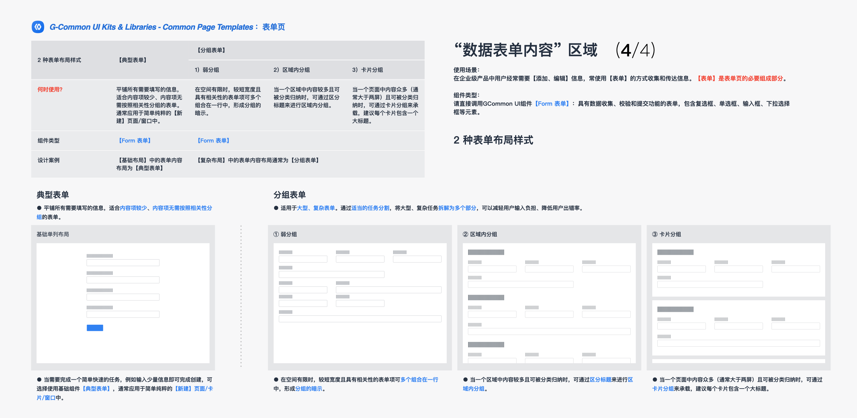 中台通用页面模板的指导规范(简要摘录)