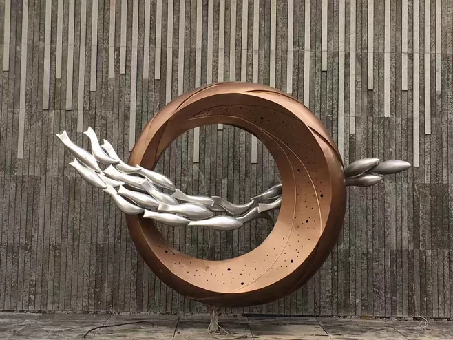 抽象不锈钢鱼群雕塑鱼金属雕塑仿真鱼雕塑