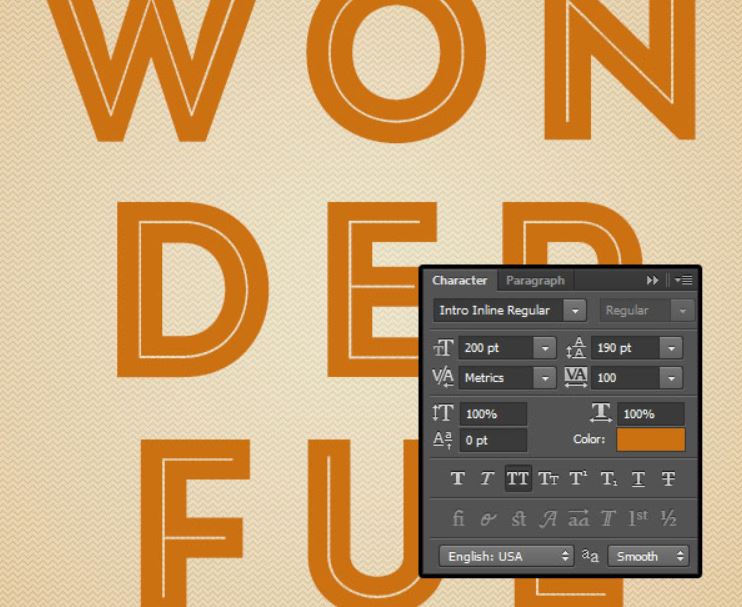 (1)使用字体intro inline regular,200pt,这里用任何颜色都可以,因为