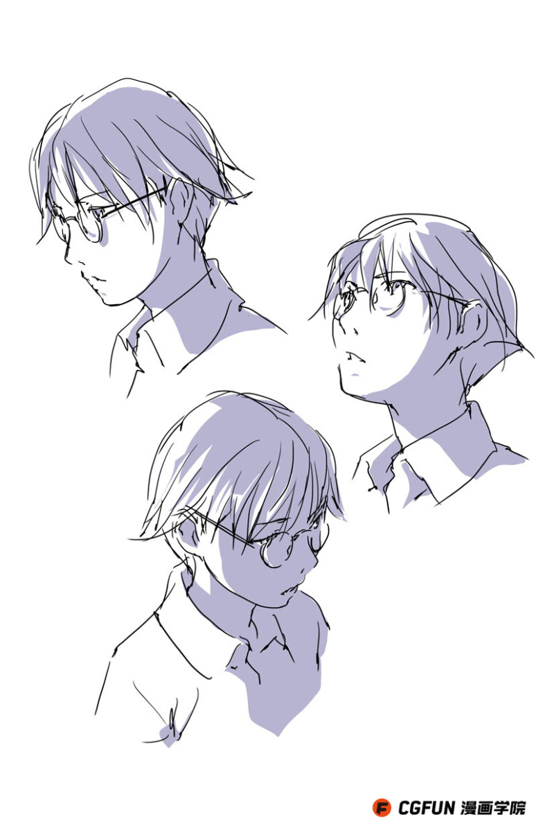 教你如何画好漫画教程05-画戴眼镜的男子时,应该考虑的地方-cgfun漫画