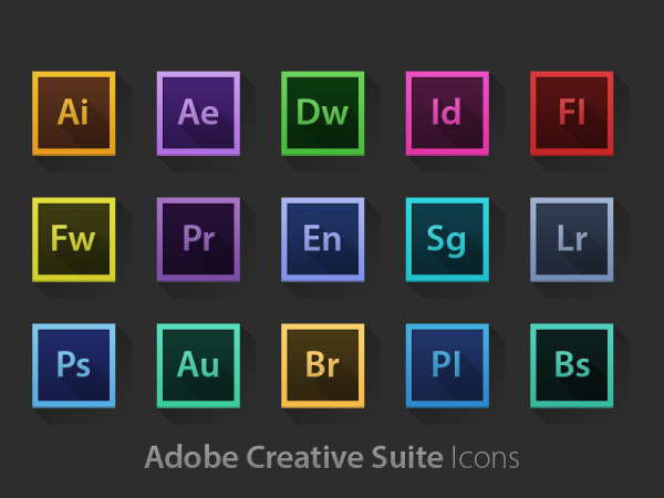 Adobe系列软件长投影图标PSD素材-图标-PSD