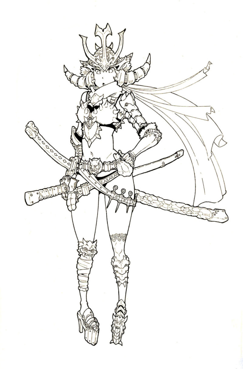 女武士鼠标上色过程