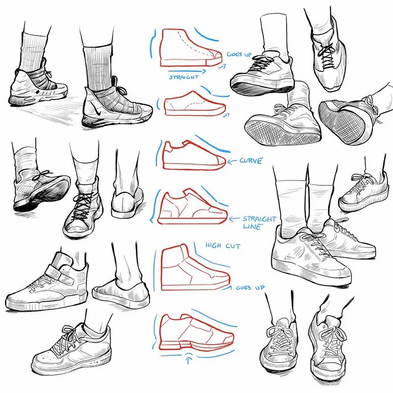 运动鞋正面画法图片