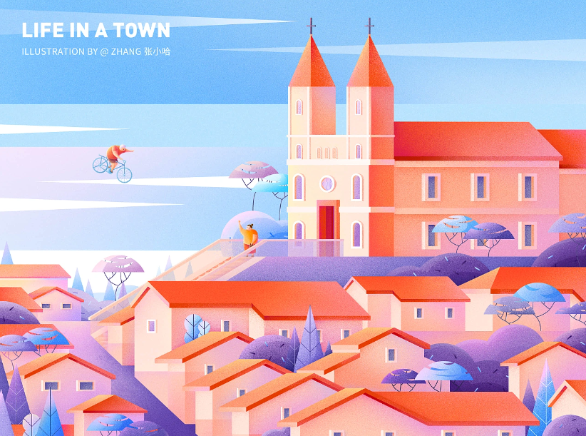 我的插画作品《小镇生活》