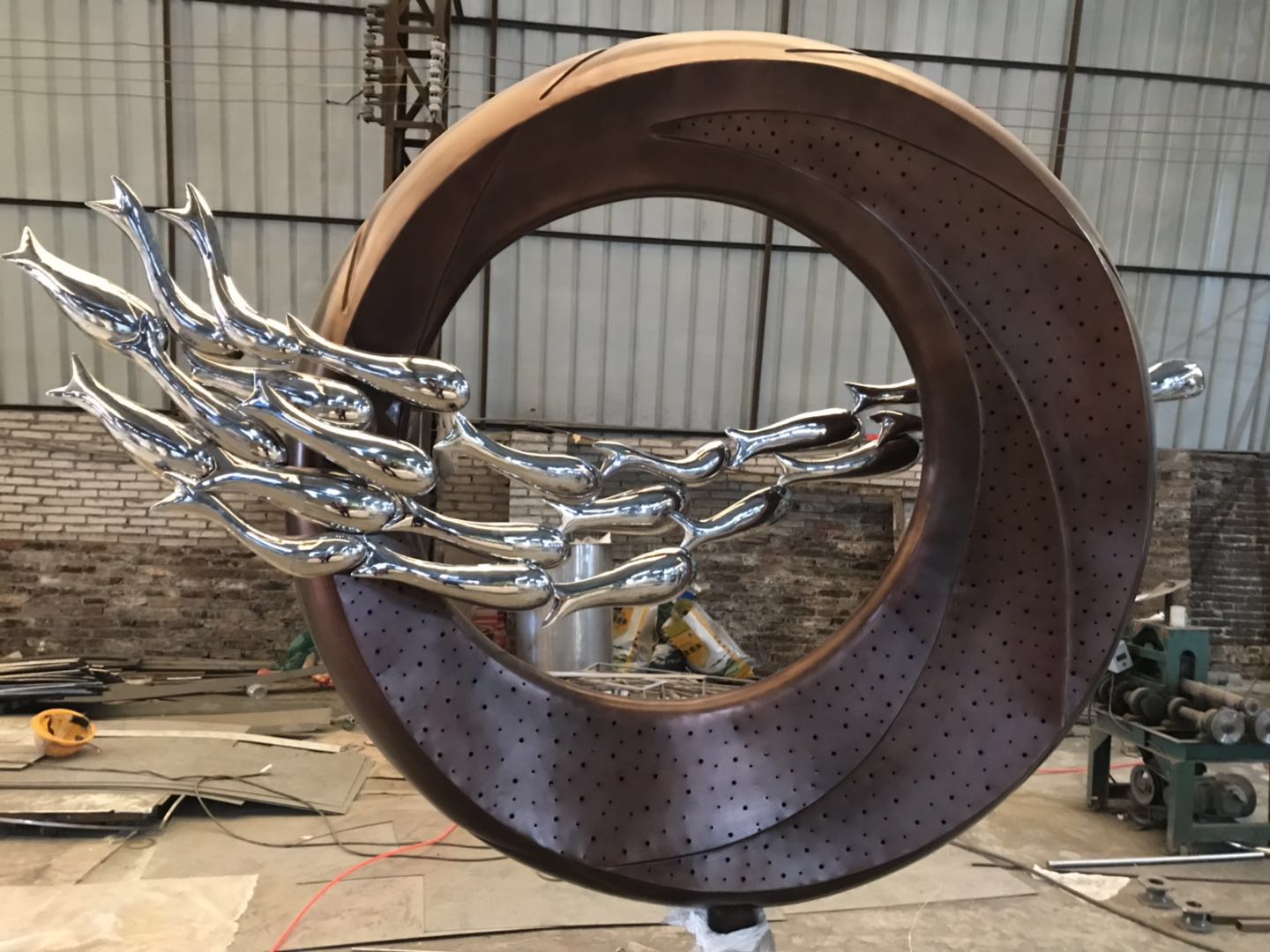 抽象不锈钢鱼群雕塑鱼金属雕塑仿真鱼雕塑