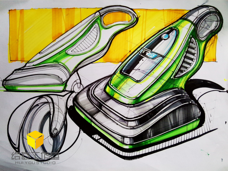 手持吸尘器产品手绘教程--【绘友工业设计产品