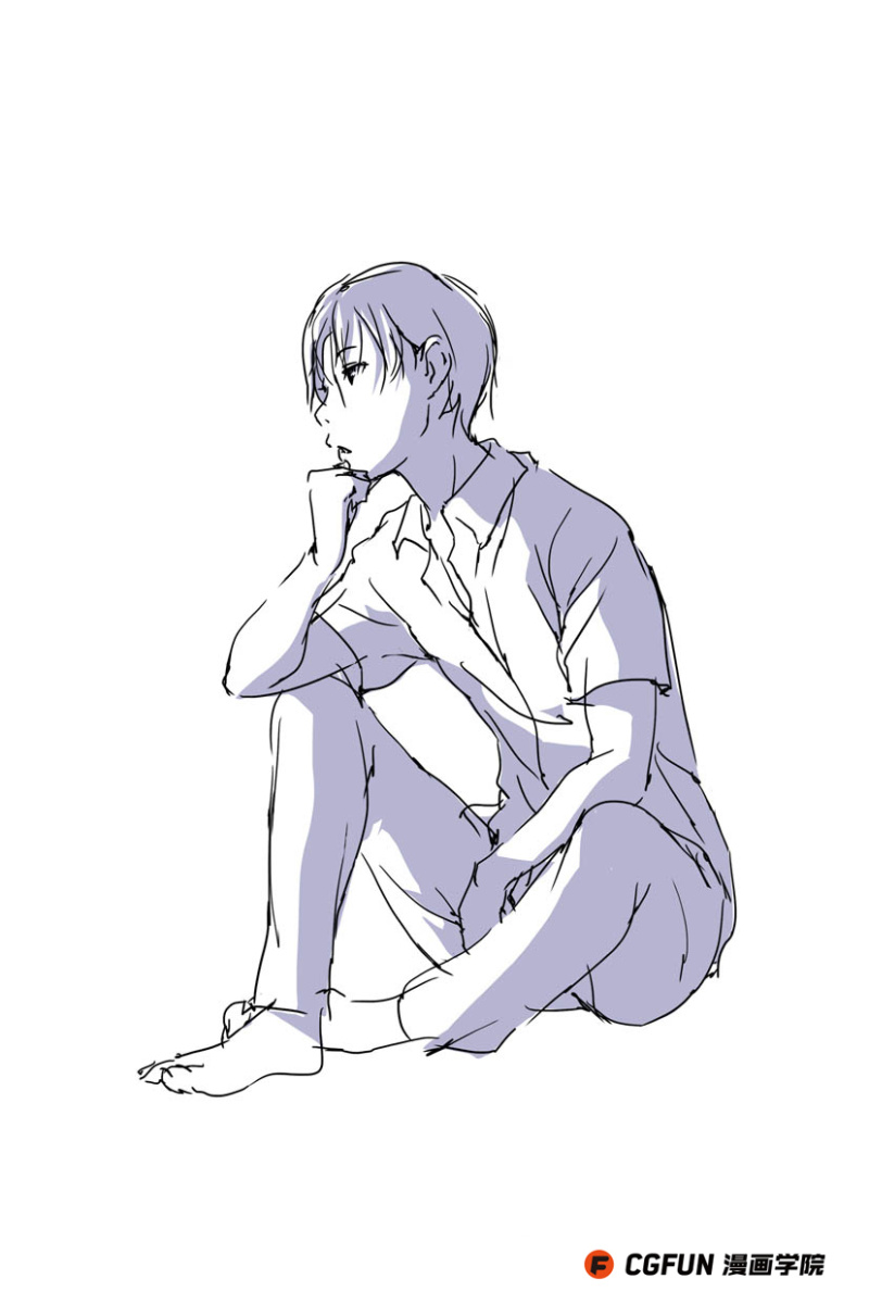 漫画针对性教程02-男子坐的时候该如何画-cgfun漫画