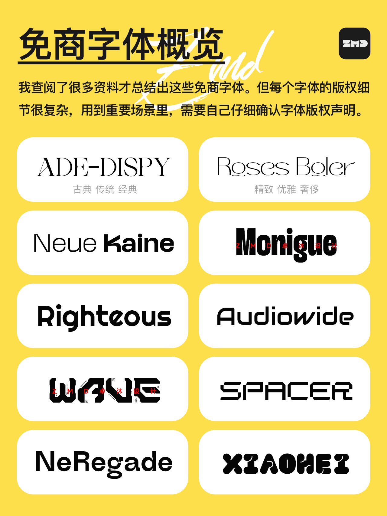 最新10个可免费商用——英文字体！附下载链接！附版权声明！无版权高级感西文PS字体包（图ZMTQ4MTI5OTY=） - 观点 - 站酷设计师ZMD卓沐设计原创素材 - 站酷ZCOOL