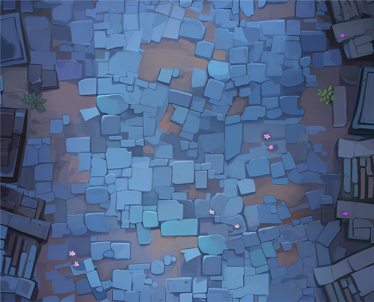 战斗背景青石路（Midjourney+StableDiffusion+PS）