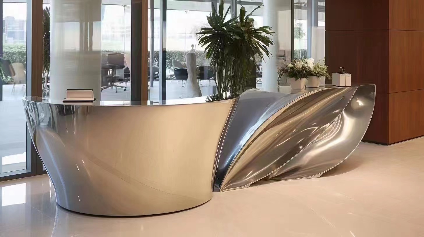 水波纹不锈钢吧台台面定制 高端KTV酒吧异形曲面吧台颜值高耐看