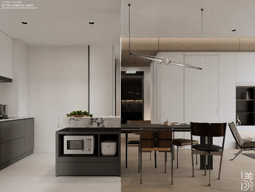 Young设计 | 纯白与木色完美平衡，天然肌理邂逅简约线条，诠释意式极简静谧之家