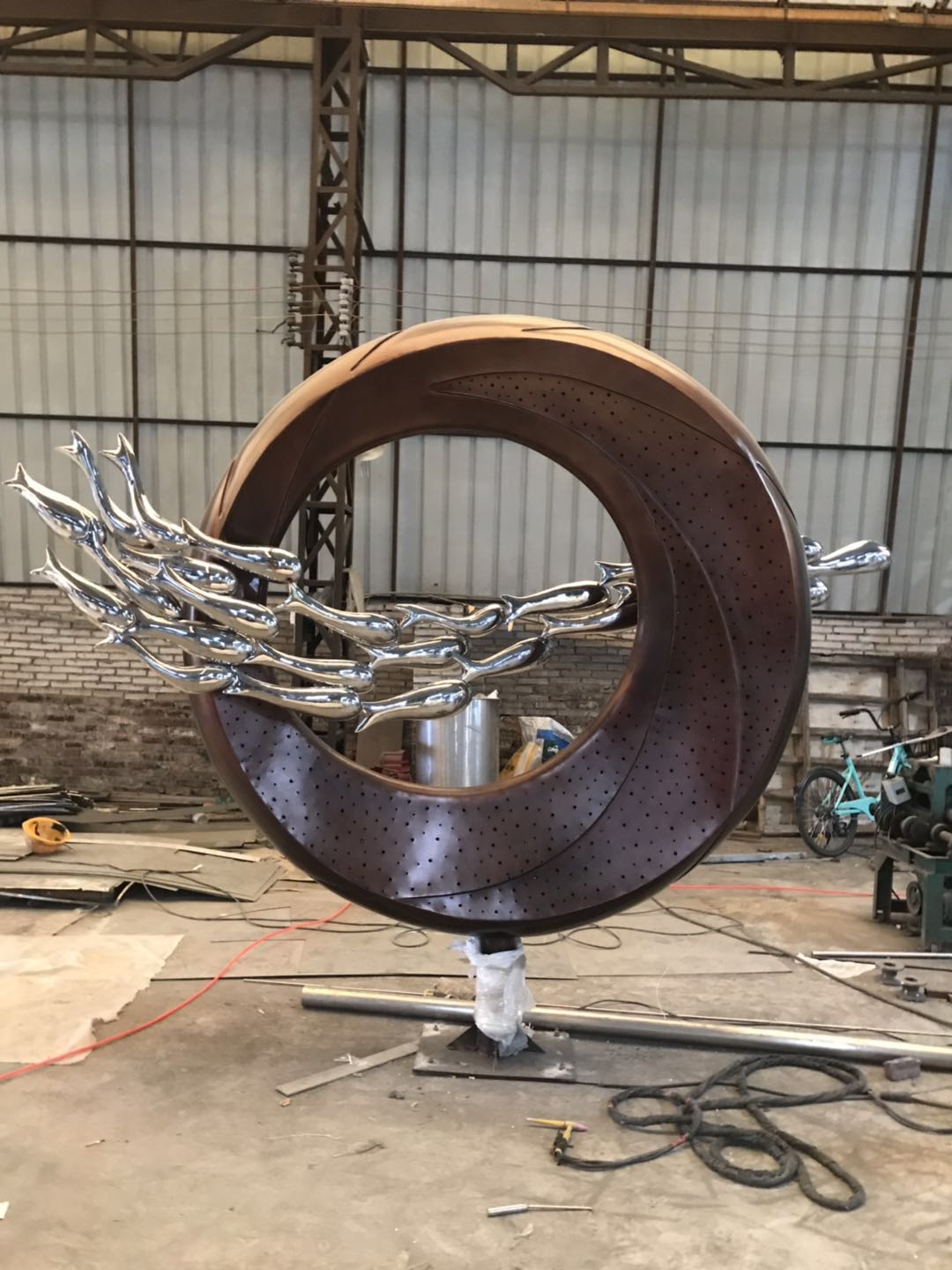 抽象不锈钢鱼群雕塑鱼金属雕塑仿真鱼雕塑