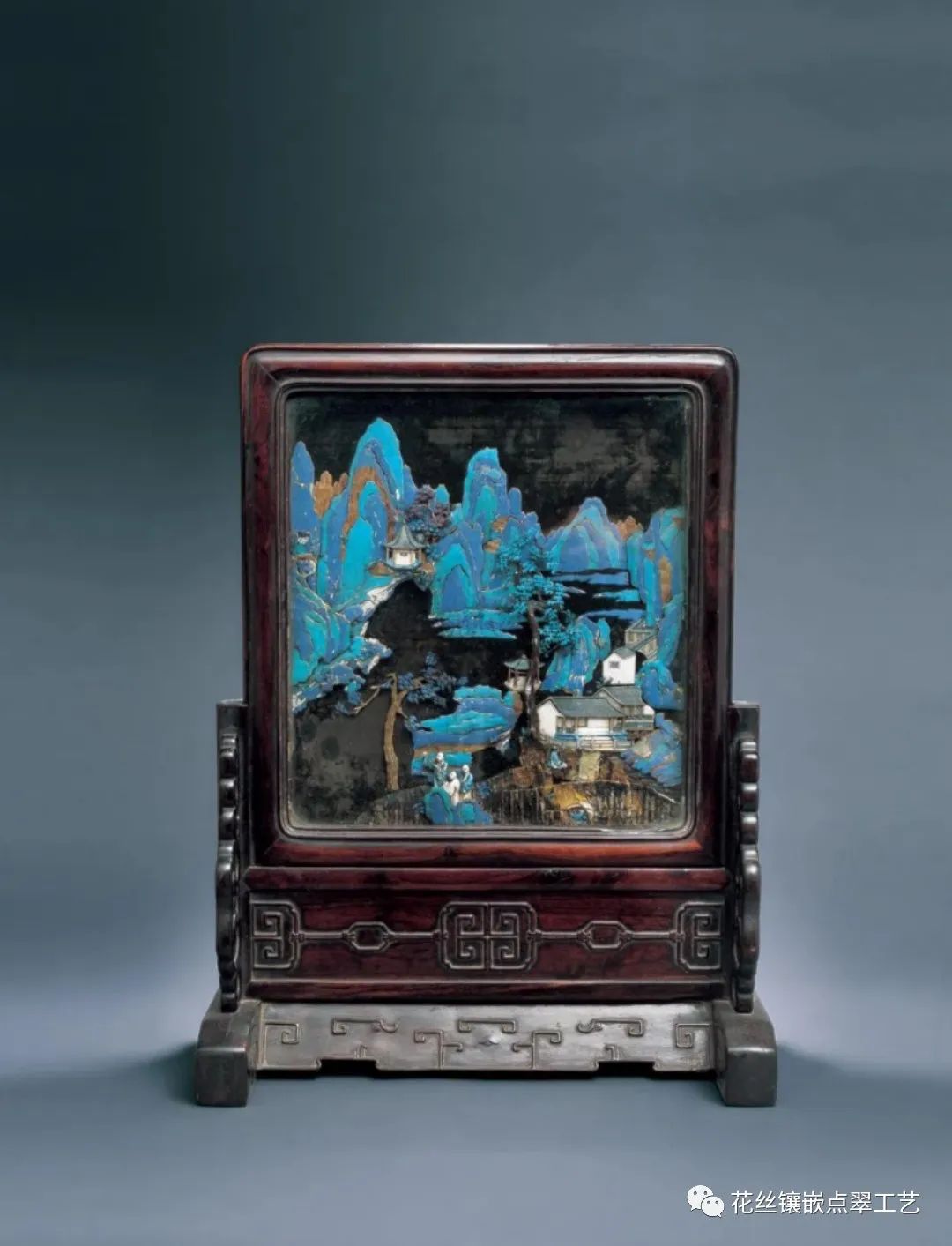 清 乾隆紫檀点翠嵌象牙高士山水插屏清 点翠安居乐业座屏屏风作为一种