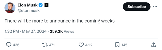 官宣！马斯克的xAI获60亿美元融资，估值240亿美元