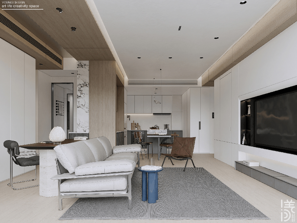 Young设计 | 纯白与木色完美平衡，天然肌理邂逅简约线条，诠释意式极简静谧之家