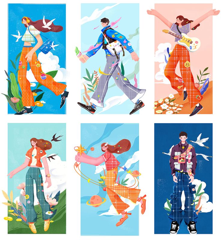 几何图形扁平人物插画设计的运用（图ZMTQ3MTg4NTY=） - 观点 - 站酷设计师蓝橙设计原创素材 - 站酷ZCOOL